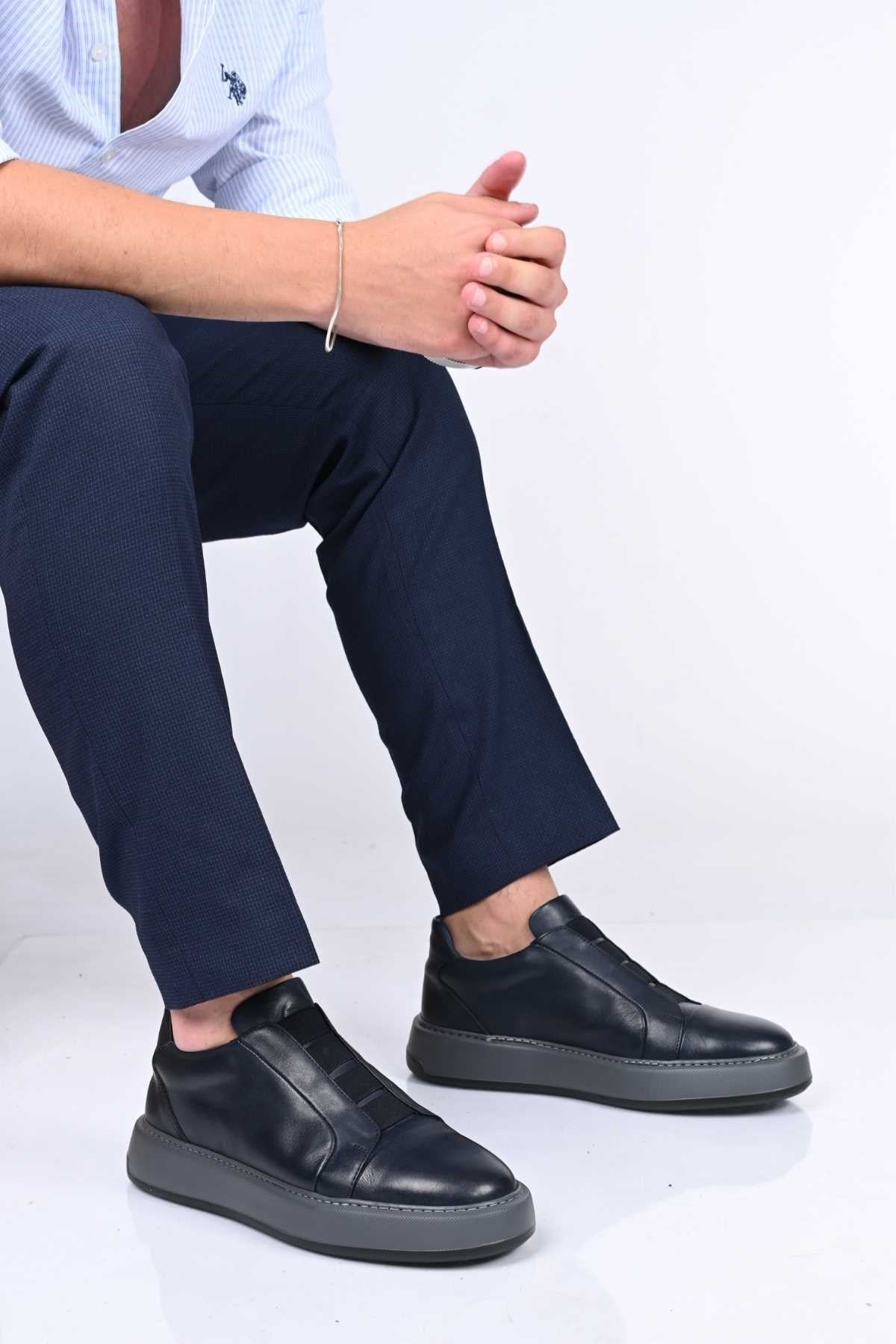 Bestello Slip-On Elastic EVA Sole Genuine Leather Sneakers 174-1982 Men's Shoes