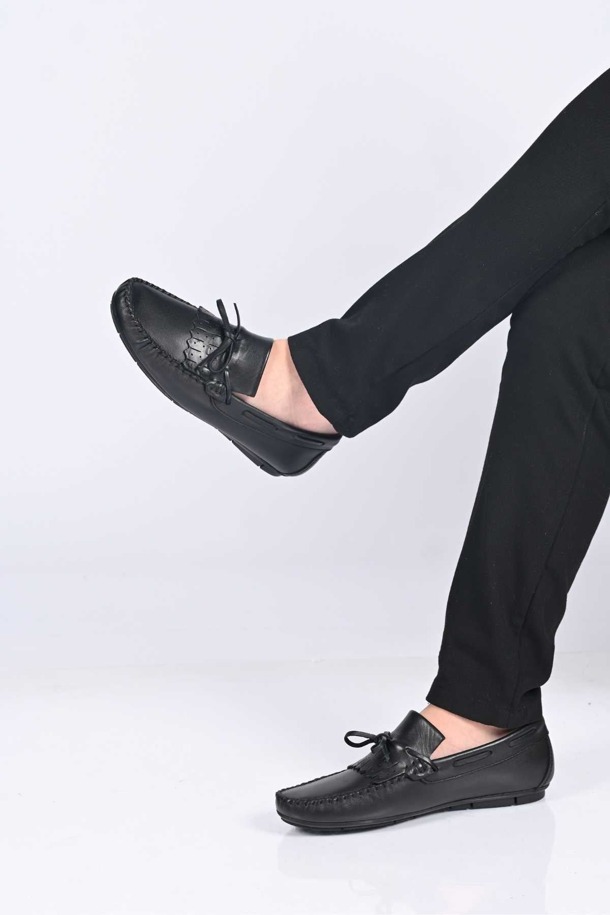 Bestello Slip-On Loafers with Bow, Genuine Leather, Polyurethane Sole, Model 028-2060-26Y Men's Shoes