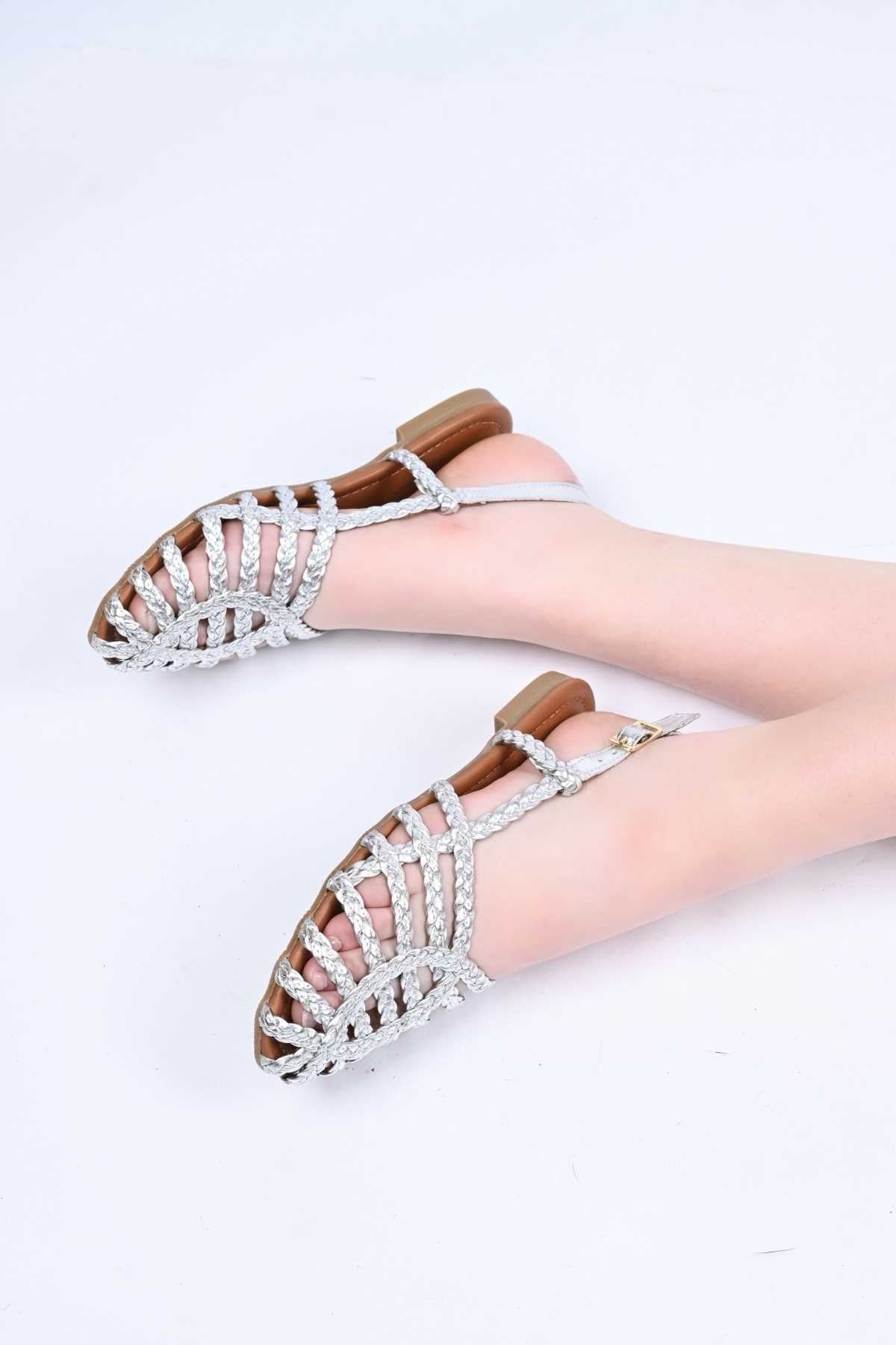 Bestello Braided TPU Sole Genuine Leather Backless Sandals 344-114-251607 Women's Sandals