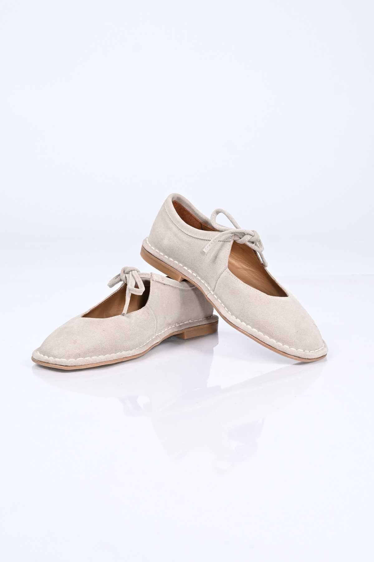 Bestello Lace-Up Genuine Leather Ballet Flats with Thermo Sole 332-25520 Women's Shoes