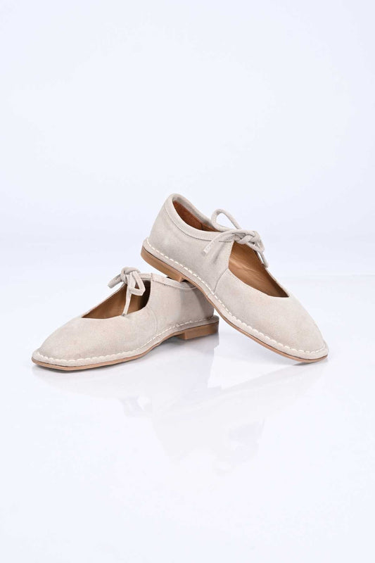 Bestello Lace-Up Genuine Leather Ballet Flats with Thermo Sole 332-25520 Women's Shoes