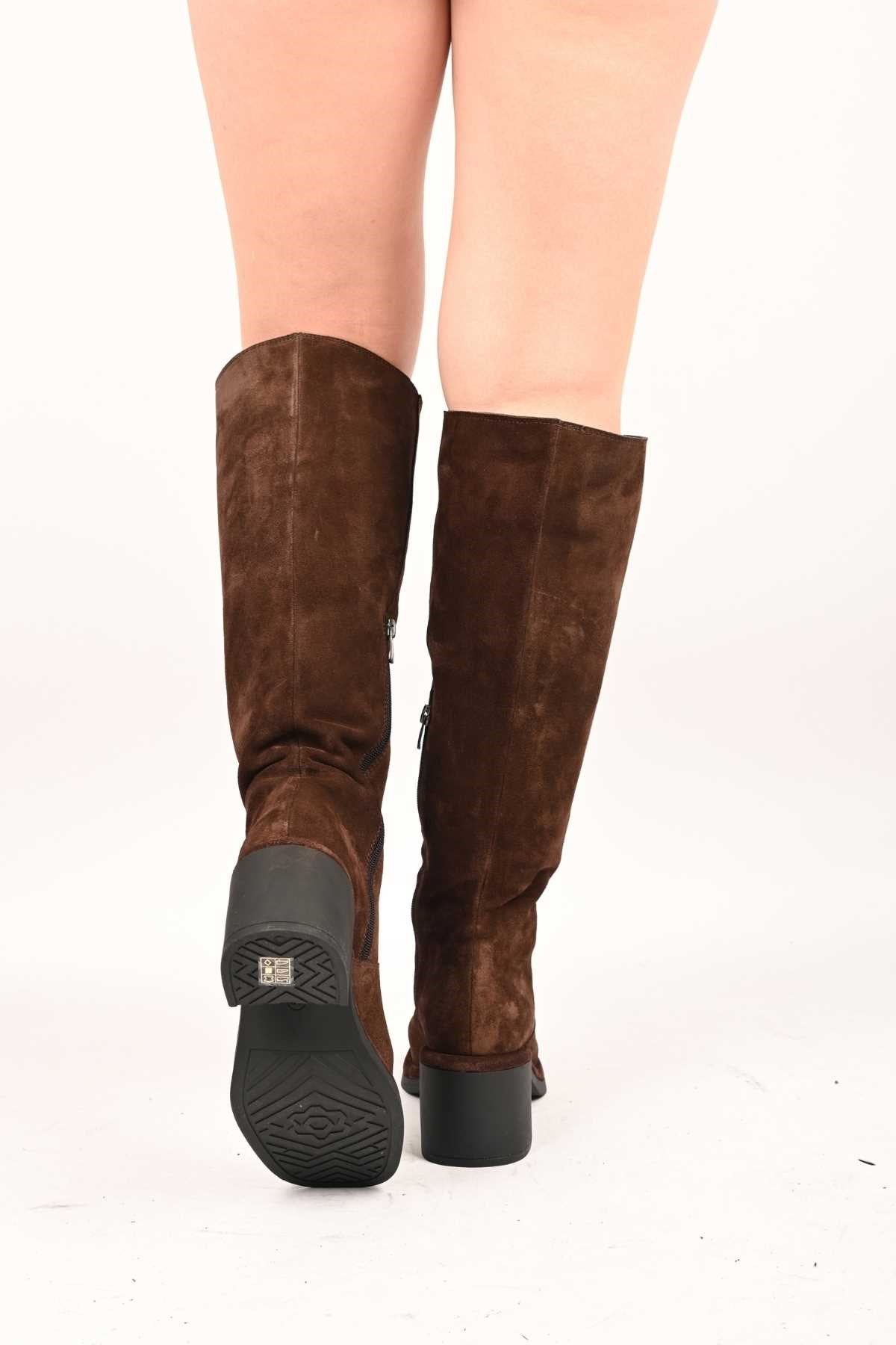 Bestello Laceless Zip-Up Genuine Leather Heeled Boots with Thermo Sole 336-1235 Women's Boots