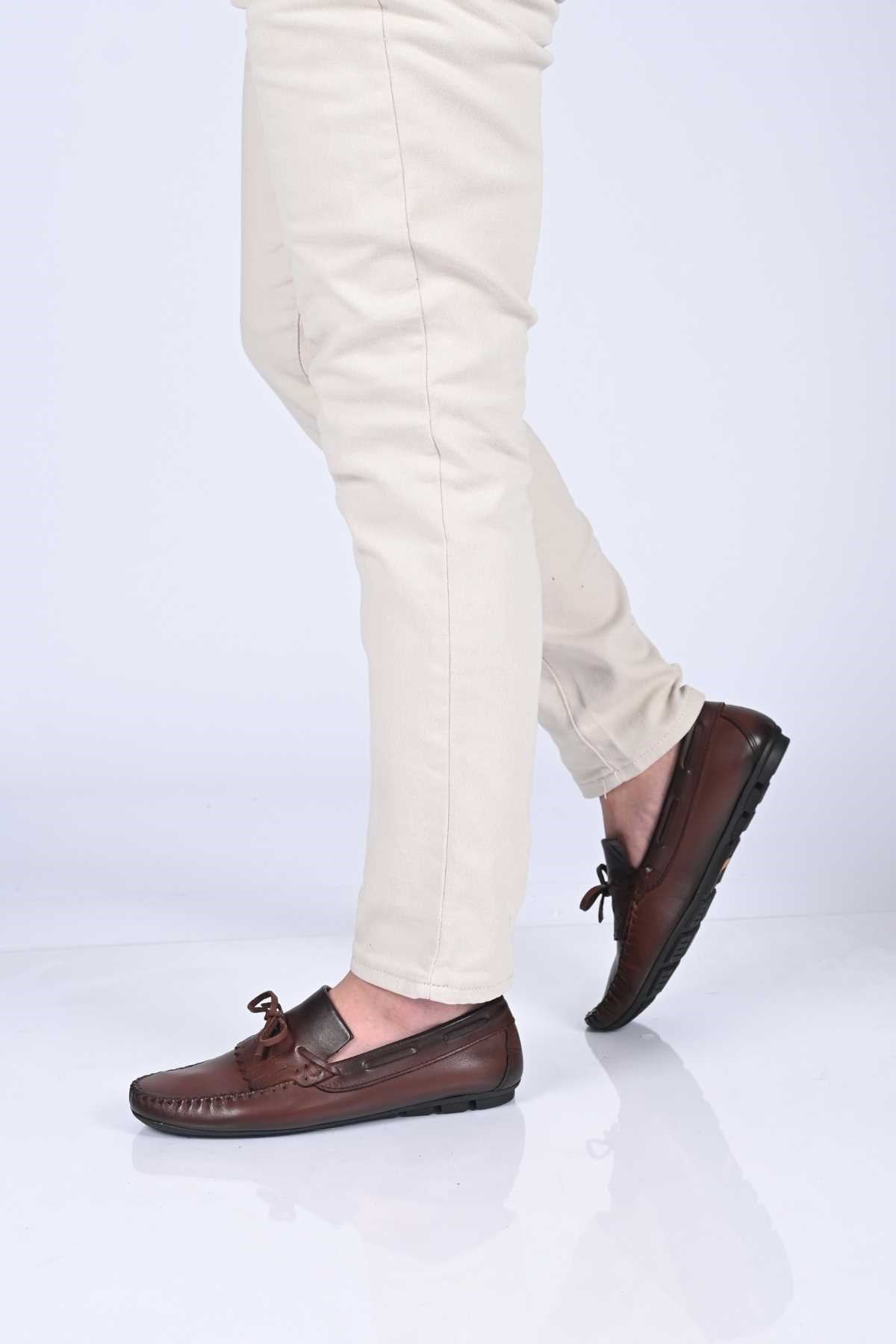 Bestello Slip-On Loafers with Bow, Genuine Leather, Polyurethane Sole, Model 028-2060-26Y Men's Shoes