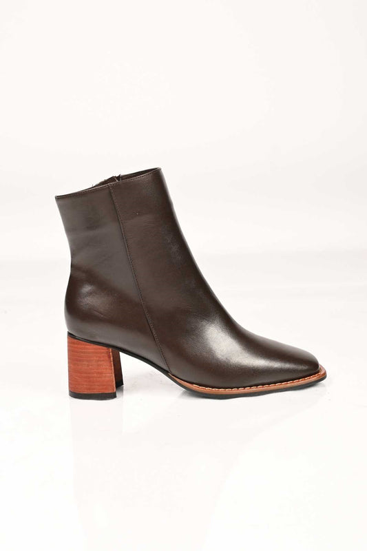 Bestello Women's Genuine Leather Chunky-Heeled Boots with Jurdan Sole, Lace-Free and Side Zipper, Model 337-1003 Women's Boots