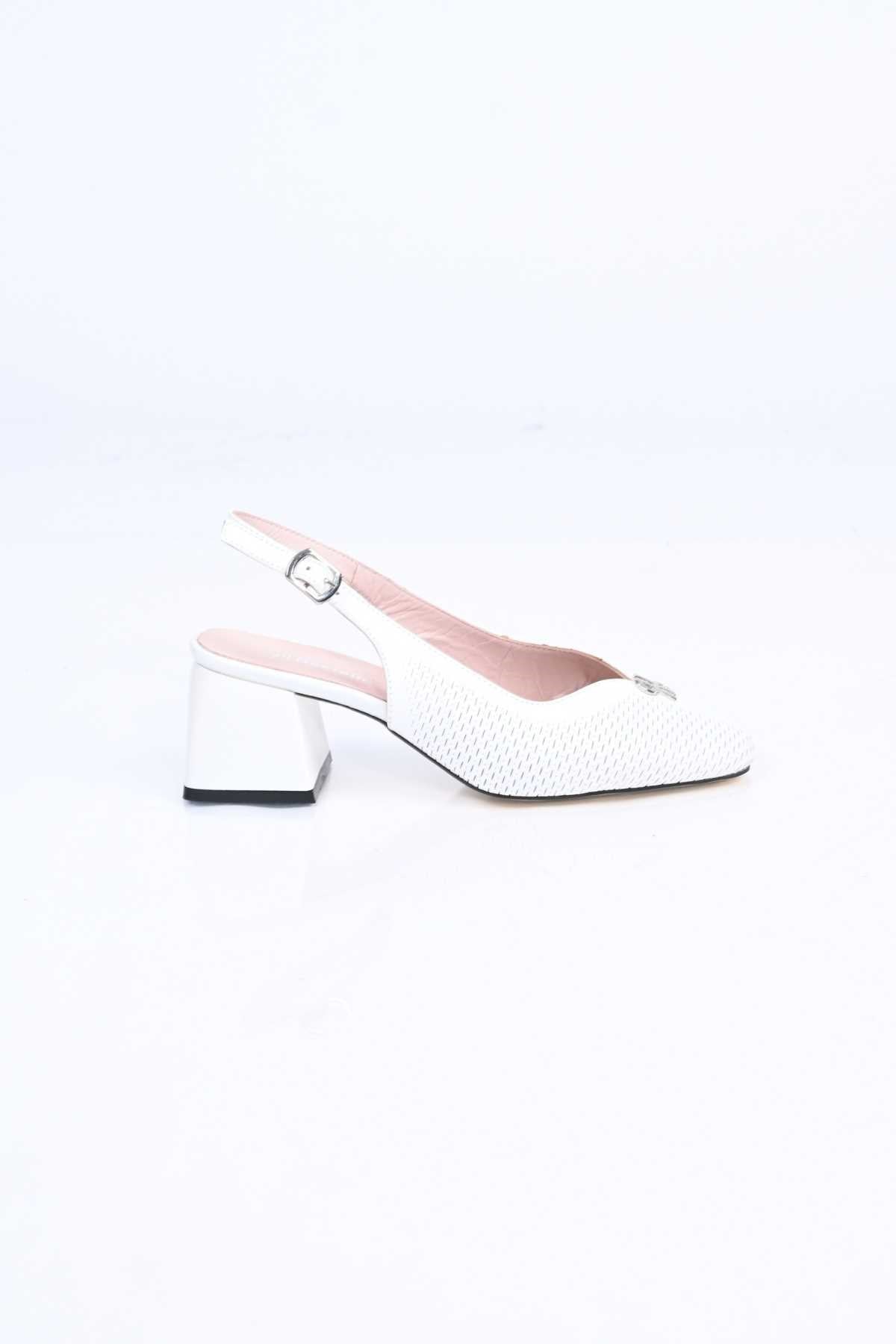 Bestello Genuine Leather Thick-Heeled Shoes with Stapled Neolite Sole 339-337 Women's Shoes
