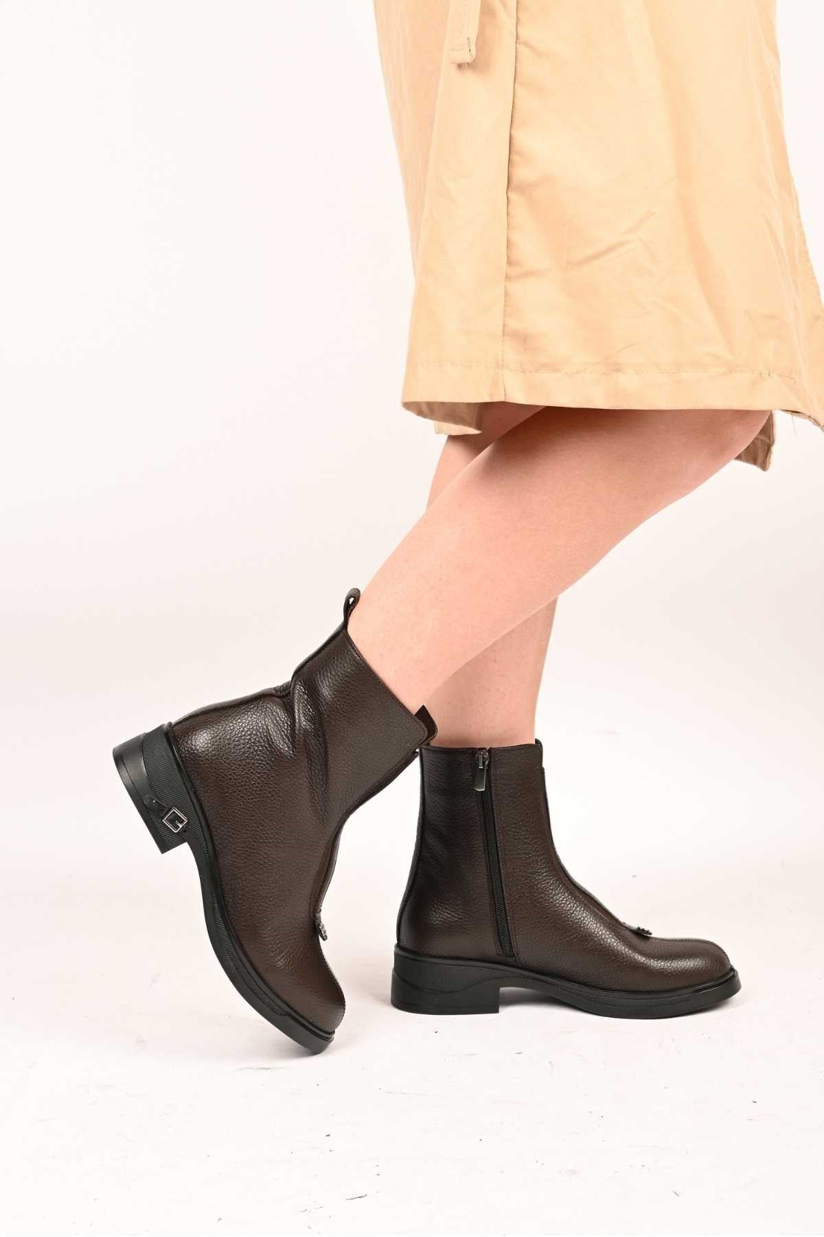 Bestello Slip-On Zip-Up Genuine Leather Casual Boots with Thermo Sole 335-662-17 Women's Boots
