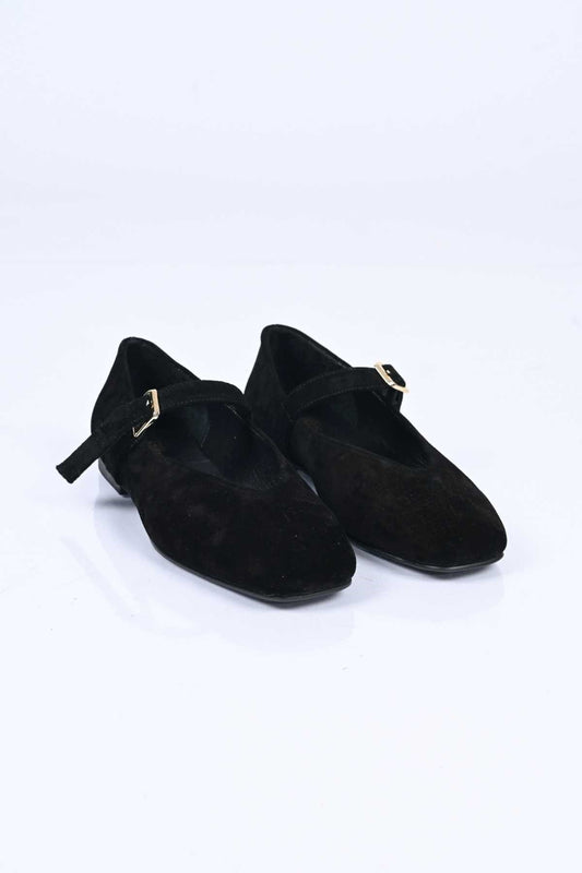 Bestello Genuine Leather Ballet Flats for Women 342-079 with Neolit Sole, Buckled Strap, and Slip-On Design
