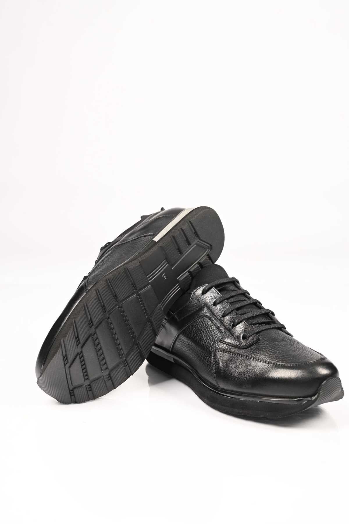 Bestello Lace-Up Genuine Leather Sneakers with Stretch Details and EVA Sole 172-64250 Men's Shoes