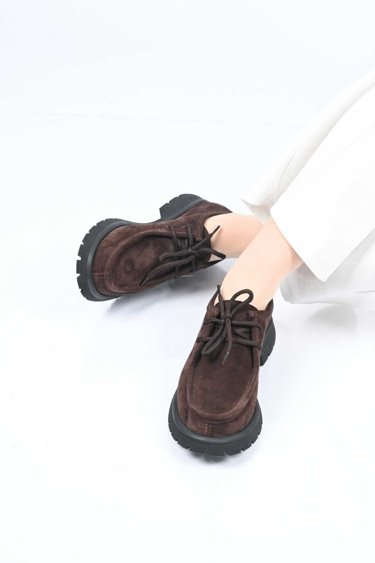 Bestello Lace-Up Genuine Leather Loafers with Thermo Sole 345-4247 Women's Shoes
