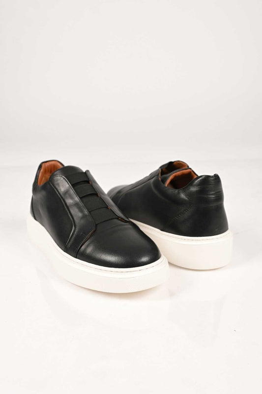 Bestello Men's Genuine Leather Slip-On Sneaker with Elastic EVA Sole 174-24226