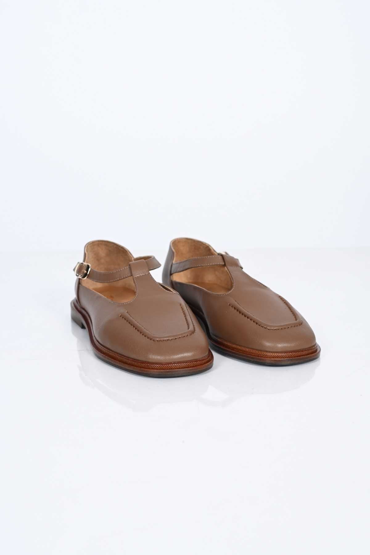 Bestello Women's Genuine Leather Everyday Slip-On Shoes with Belt Buckle Detail and Jurdan Sole 332-26121