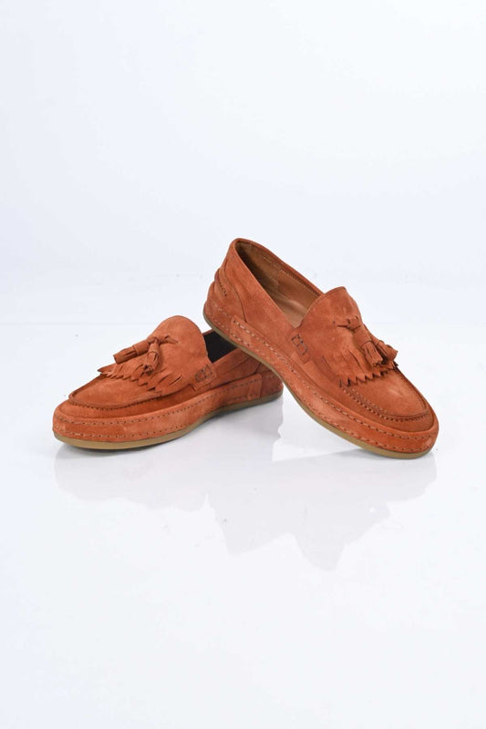 Bestello Laceless Tassel Genuine Leather Loafer with Rubber Sole 174-302 Men's Shoes