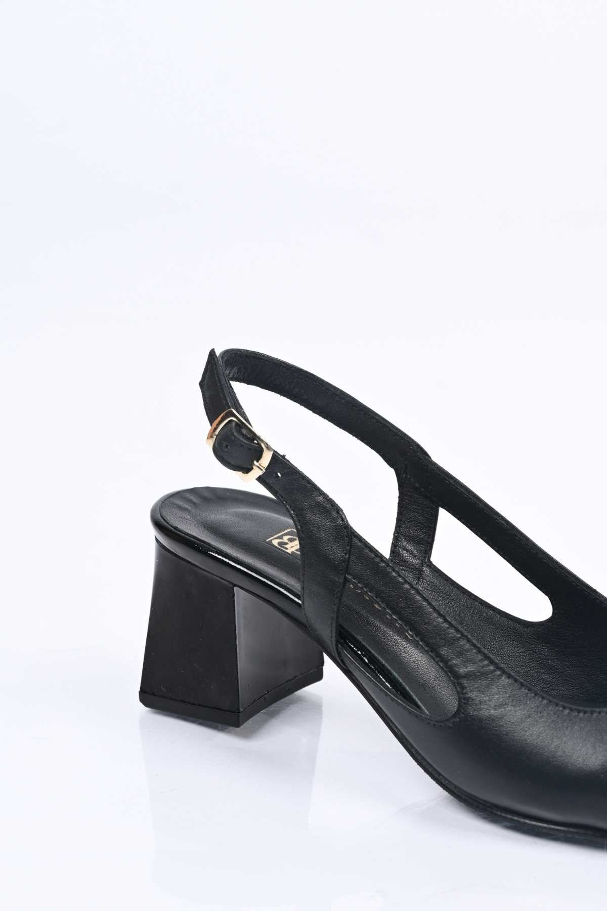 Bestello Genuine Leather Backless Chunky Heel Shoes with Neolite Sole, Slip-On, Women's Shoes 342-535