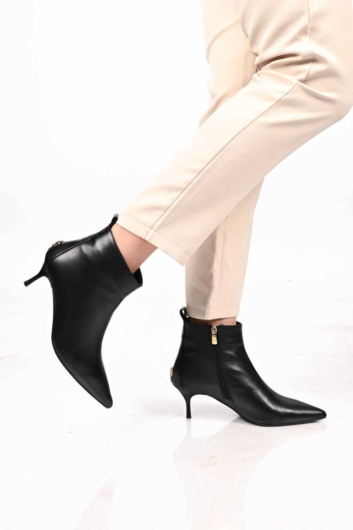 Bestello Slip-On Zip-Up Genuine Leather Boots with Neolite Sole and Slim Heel 337-2308 Women's Boots