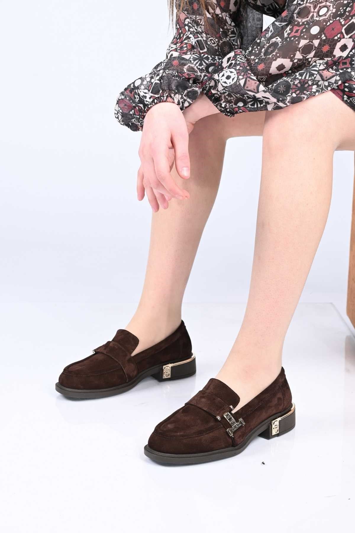 Bestello Genuine Leather Loafer with Buckle, Slip-On, Thermo Sole 340-2012 Women's Shoes