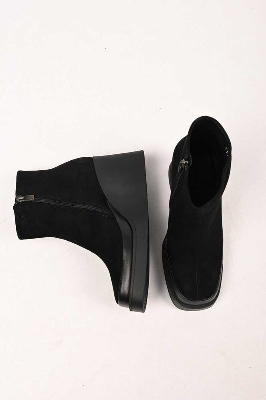 Bestello Slip-On Zip-Up Genuine Leather Wedge Heel Boots with Thermo Sole 336-01196 Women's Boots