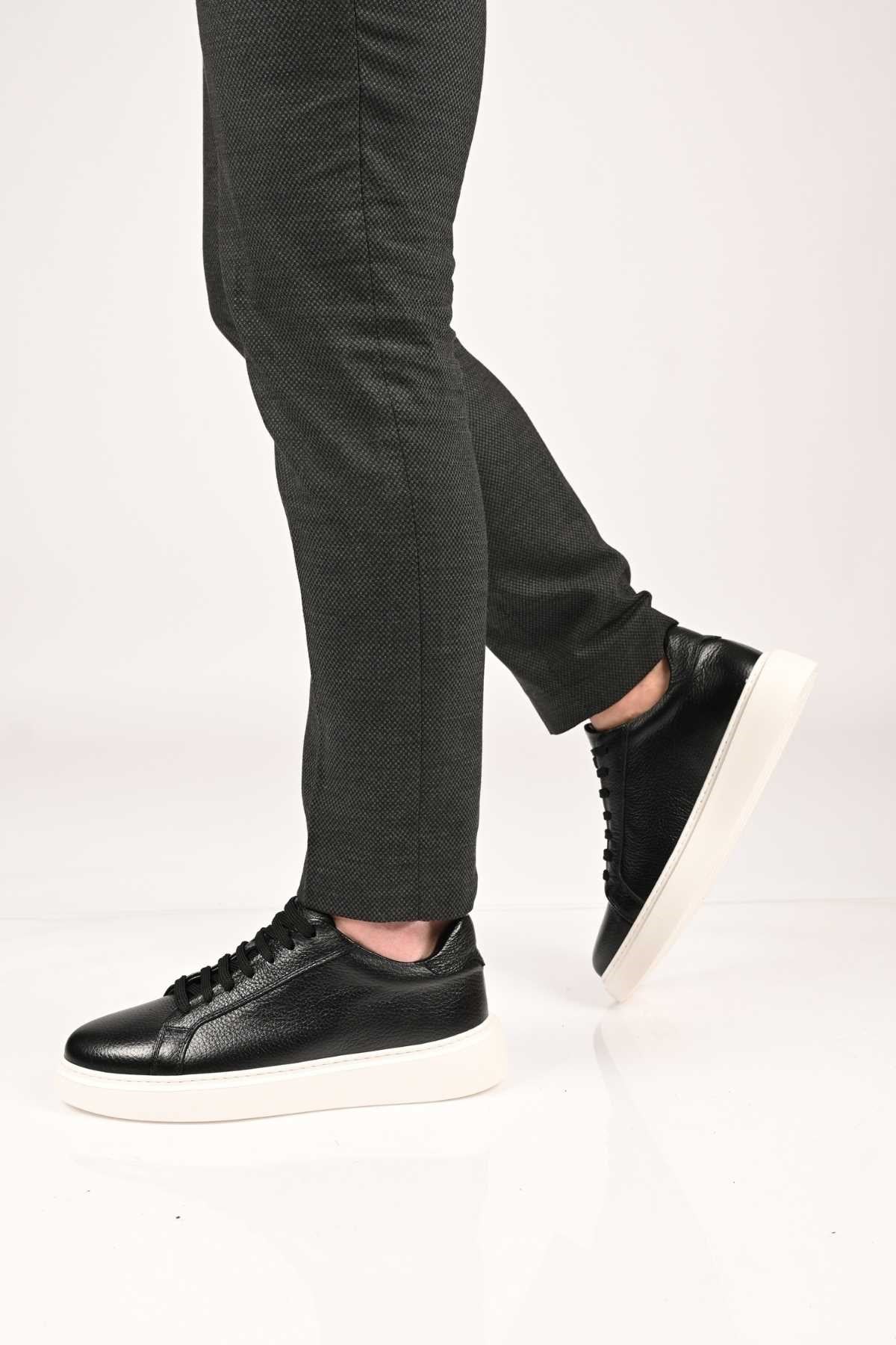 Bestello Lace-Up Genuine Leather Sneakers with EVA Sole 174-22040 Men's Shoes