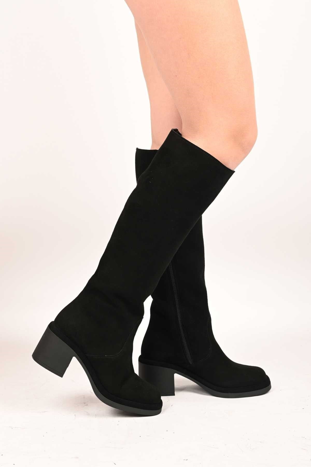 Bestello Laceless Zip-Up Genuine Leather Heeled Boots with Thermo Sole 336-1235 Women's Boots