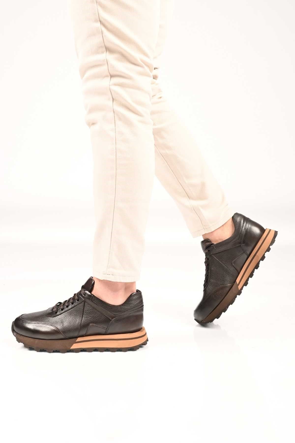 Bestello Lace-Up Genuine Leather Sneakers with EVA Sole 172-64176 Men's Shoes