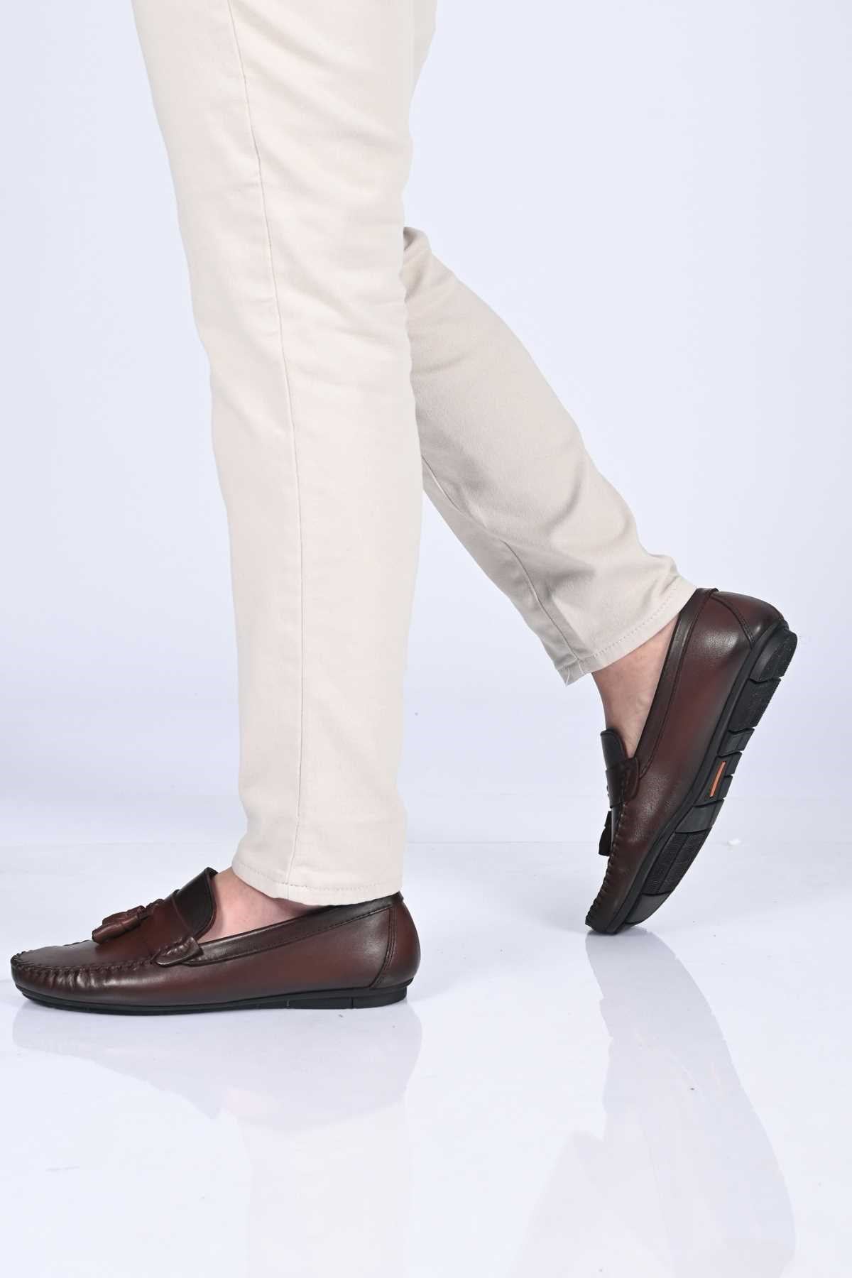 Bestello Genuine Leather Loafers with Tassels, Slip-On, Polyurethane Sole, 028-2021-26Y Men's Shoes