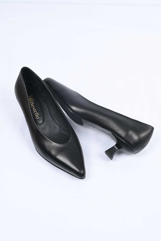 Bestello Genuine Leather Slip-On Shoes with Neolite Sole and Thin Heel 342-040 Women's Shoes