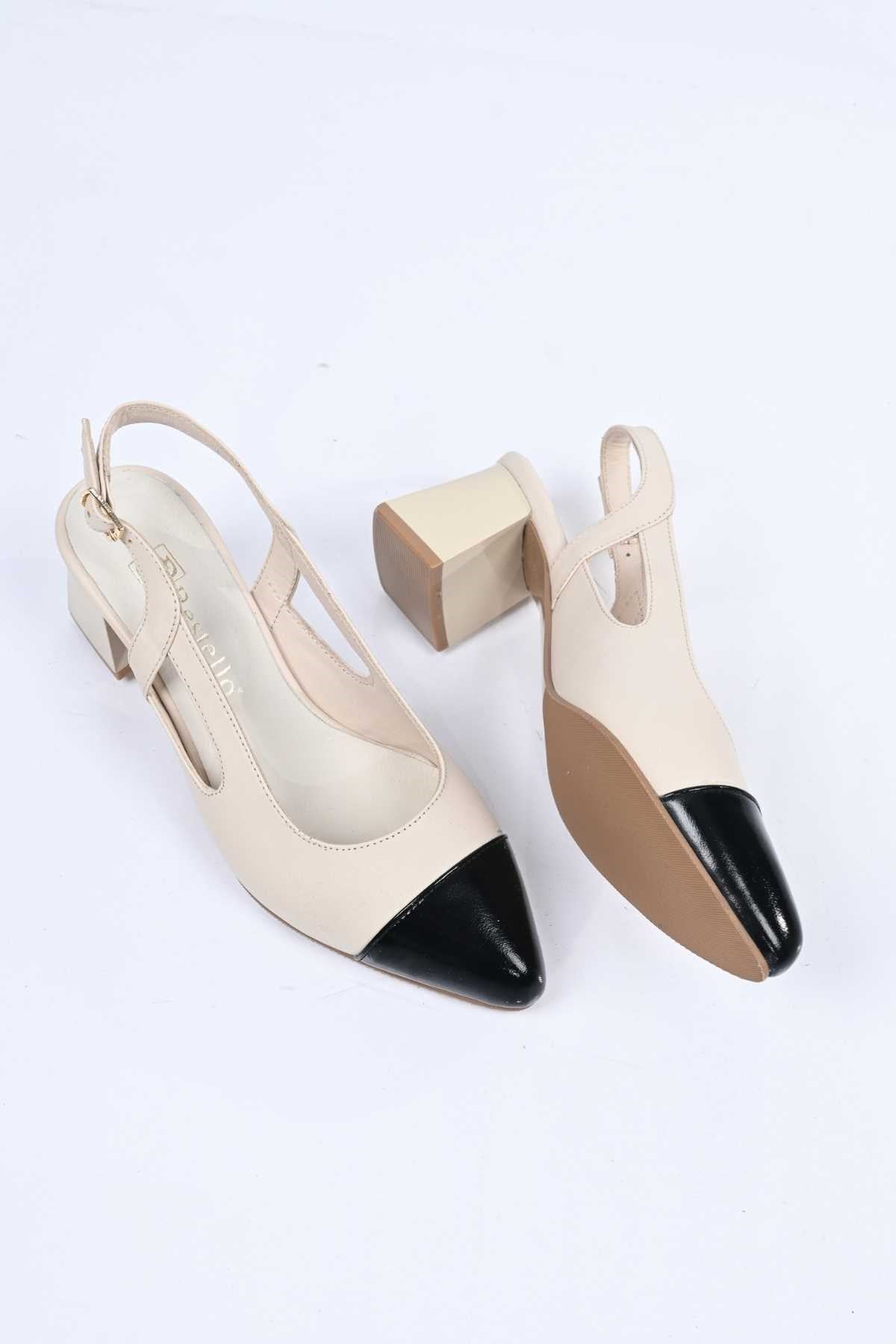 Bestello Genuine Leather Backless Chunky Heel Shoes with Neolite Sole, Slip-On, Women's Shoes 342-535