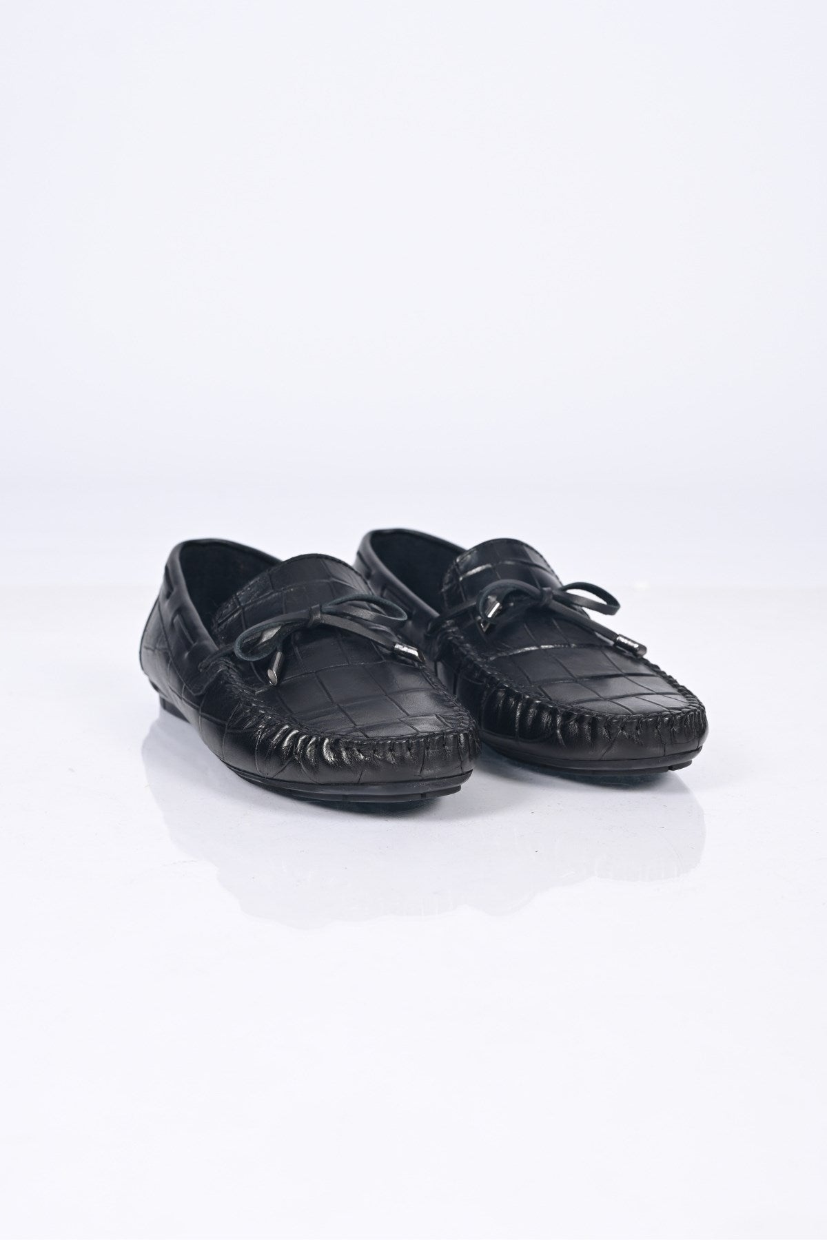 Bestello Slip-On Loafers with Bow, Genuine Leather, Polyurethane Sole, Model 028-2068-26Y Men's Shoes