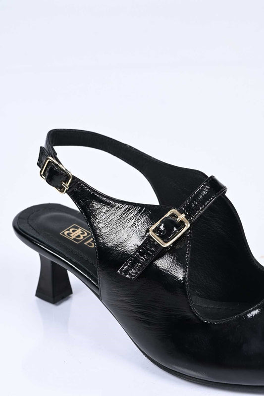 Bestello Slip-On Genuine Leather Open-Back Pointed-Toe Stiletto Heel Shoes with Neolite Sole 342-561 Women's Shoes