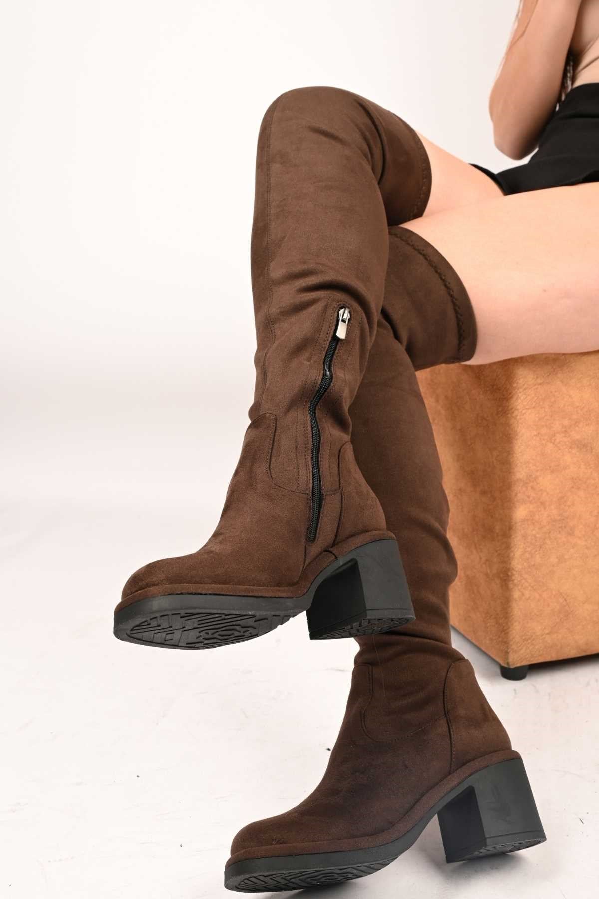 Bestello Slip-On Stretch Detail Genuine Leather Boots with Thermo Sole 336-1236 Women's Boots