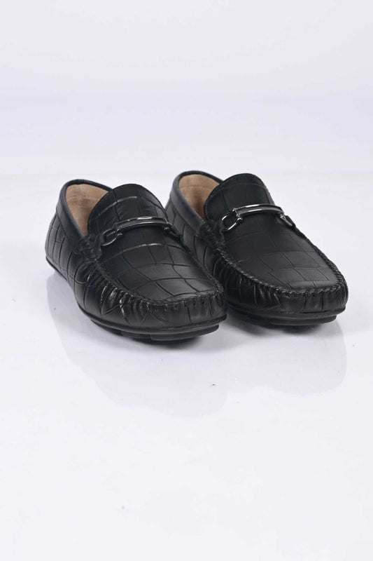 Bestello Slip-On Buckled Genuine Leather Loafers with Polyurethane Sole 028-1070 Men's Shoes