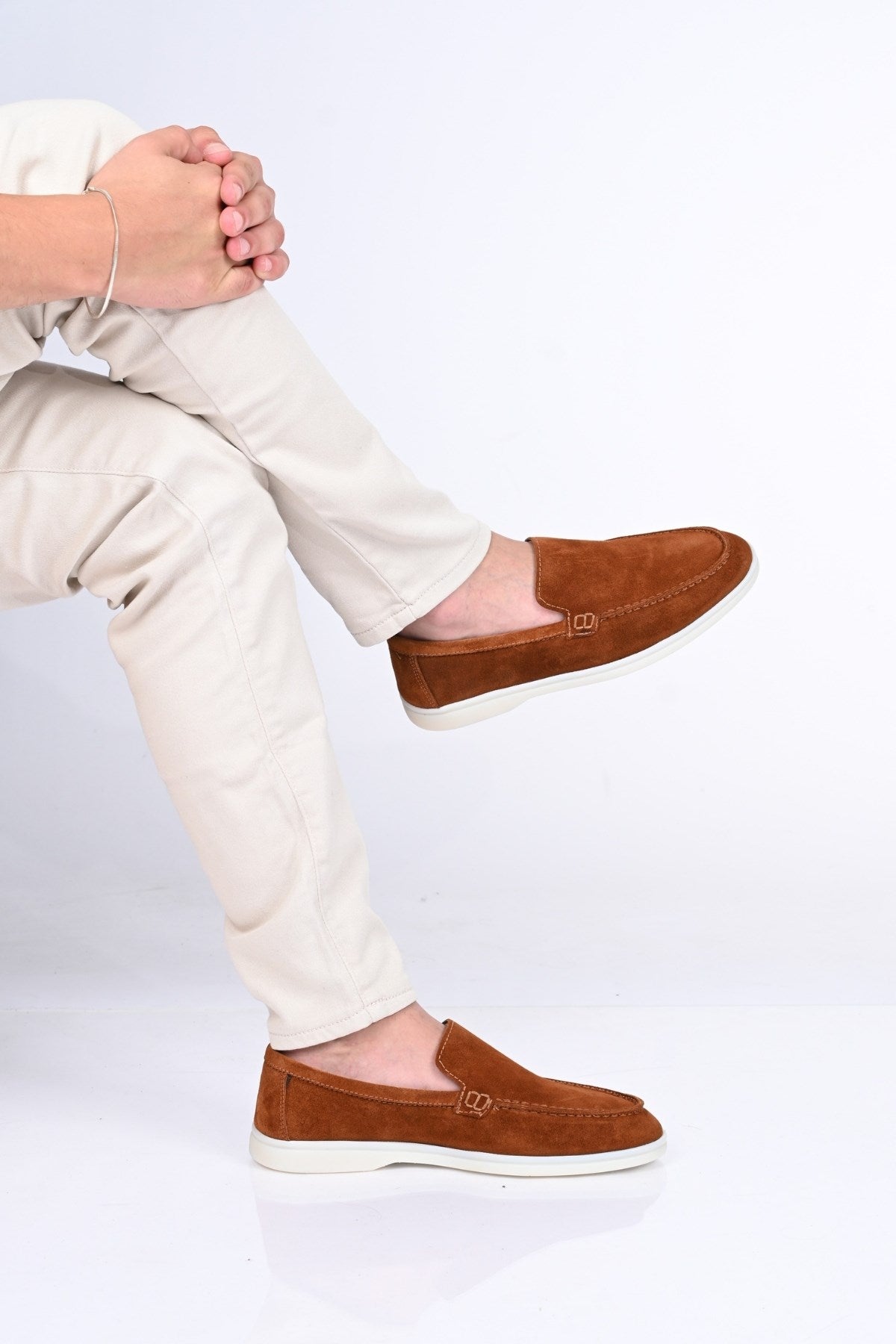 Bestello Slip-On Genuine Leather Loafers with Rubber Sole 028-2000 Men's Shoes