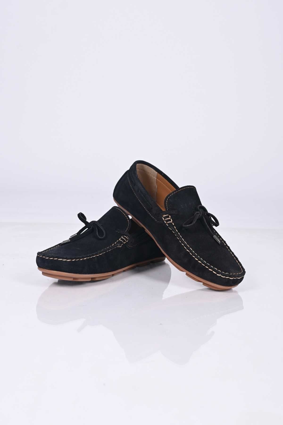 Bestello Slip-On Loafers with Bow, Polyurethane Sole, Genuine Leather, 028-1041 Men's Shoes