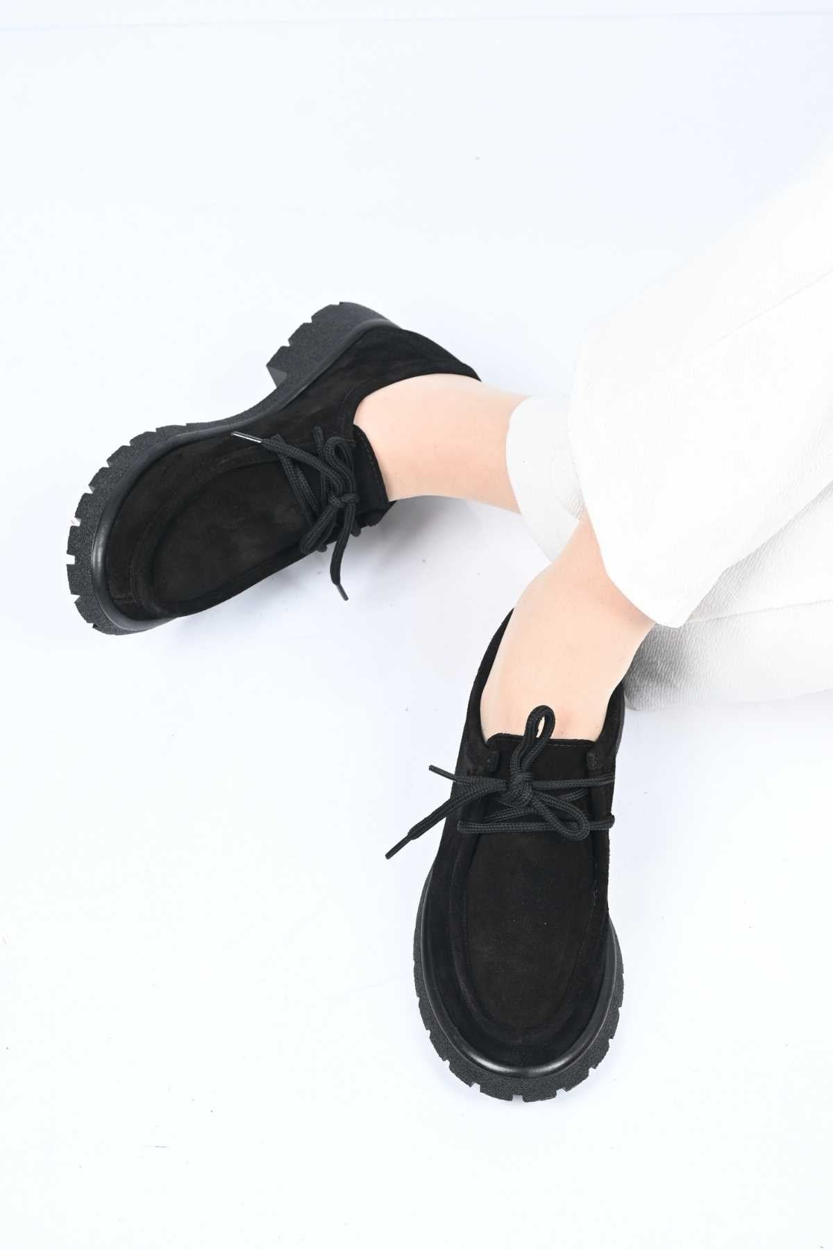 Bestello Lace-Up Genuine Leather Loafers with Thermo Sole 345-4247 Women's Shoes