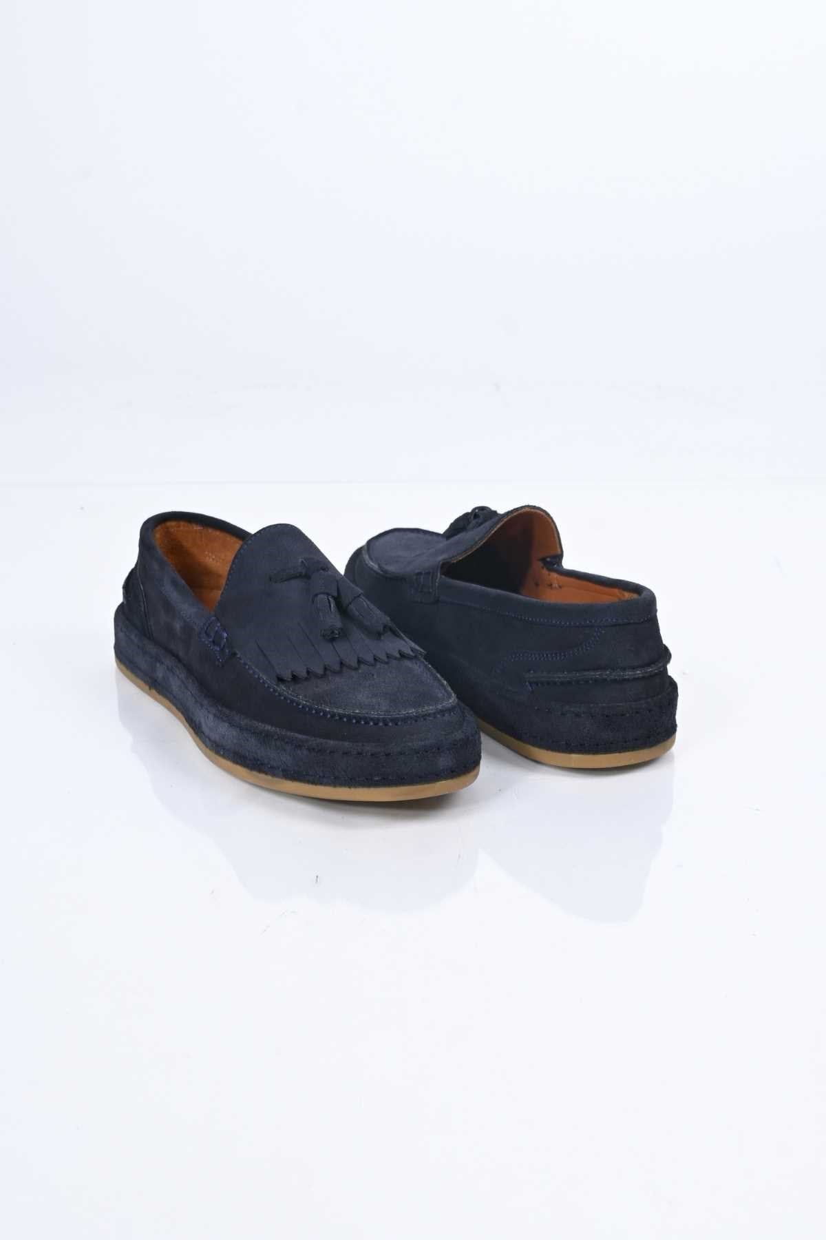 Bestello Laceless Tassel Genuine Leather Loafer with Rubber Sole 174-302 Men's Shoes