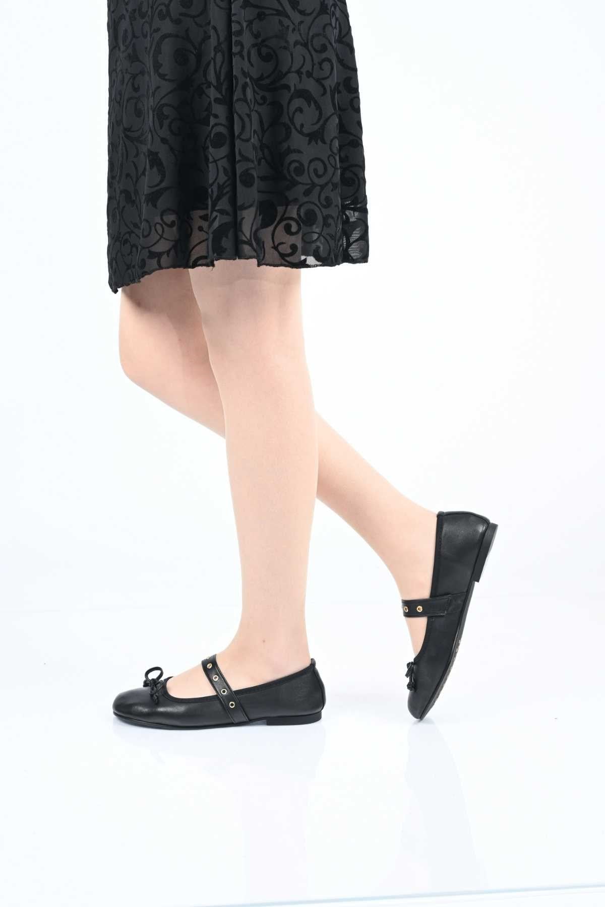 Bestello Genuine Leather Ballet Flats for Women 340-3011 with Bow, Slip-On, TPU Sole