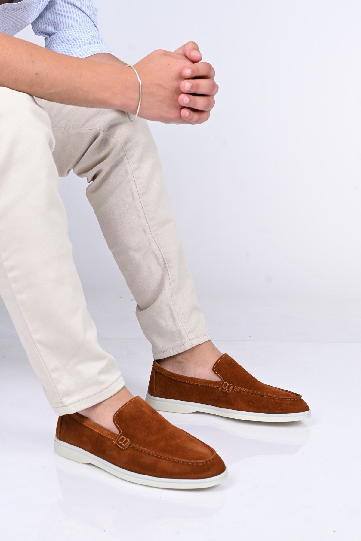 Bestello Slip-On Genuine Leather Loafers with Rubber Sole 028-2000 Men's Shoes