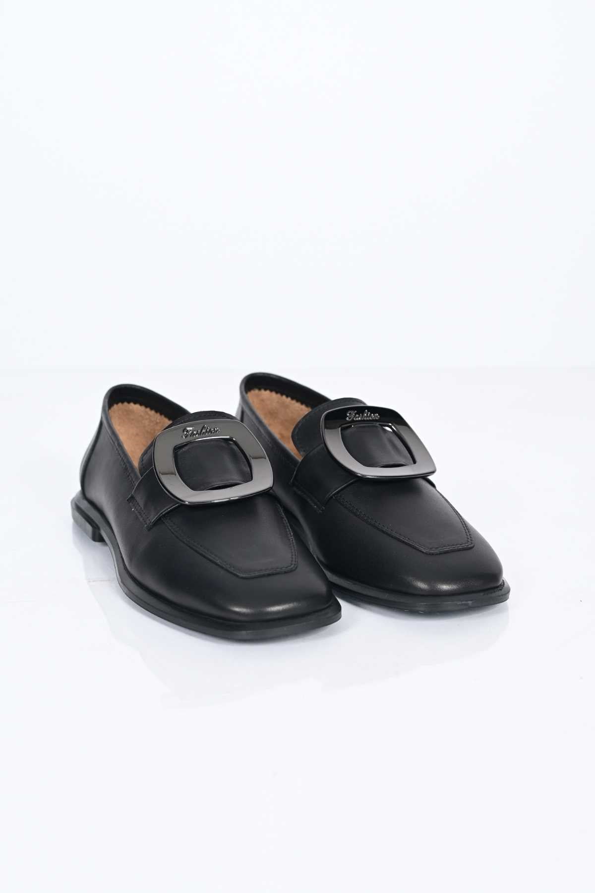 Bestello Genuine Leather Loafer with Buckle, Slip-On, TPU Sole 332-25050 Women's Shoes
