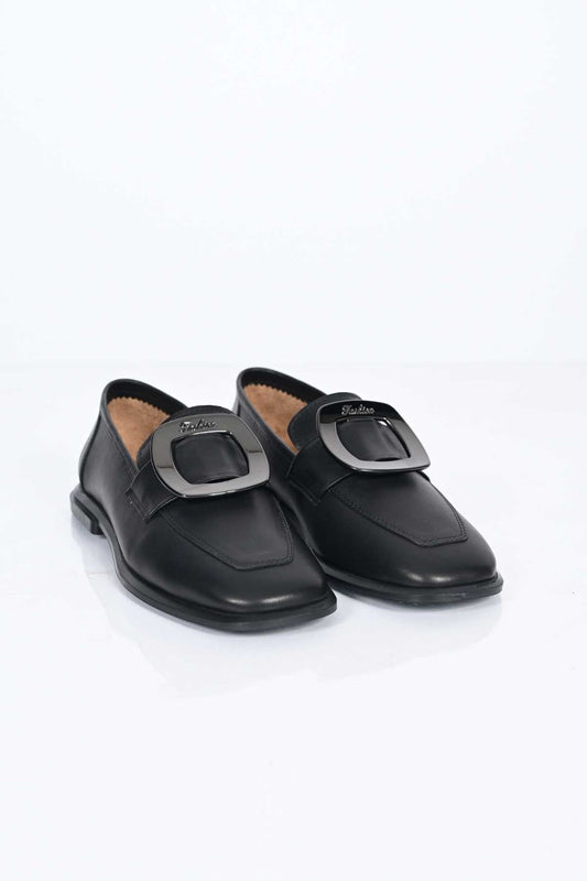Bestello Genuine Leather Loafer with Buckle, Slip-On, TPU Sole 332-25050 Women's Shoes