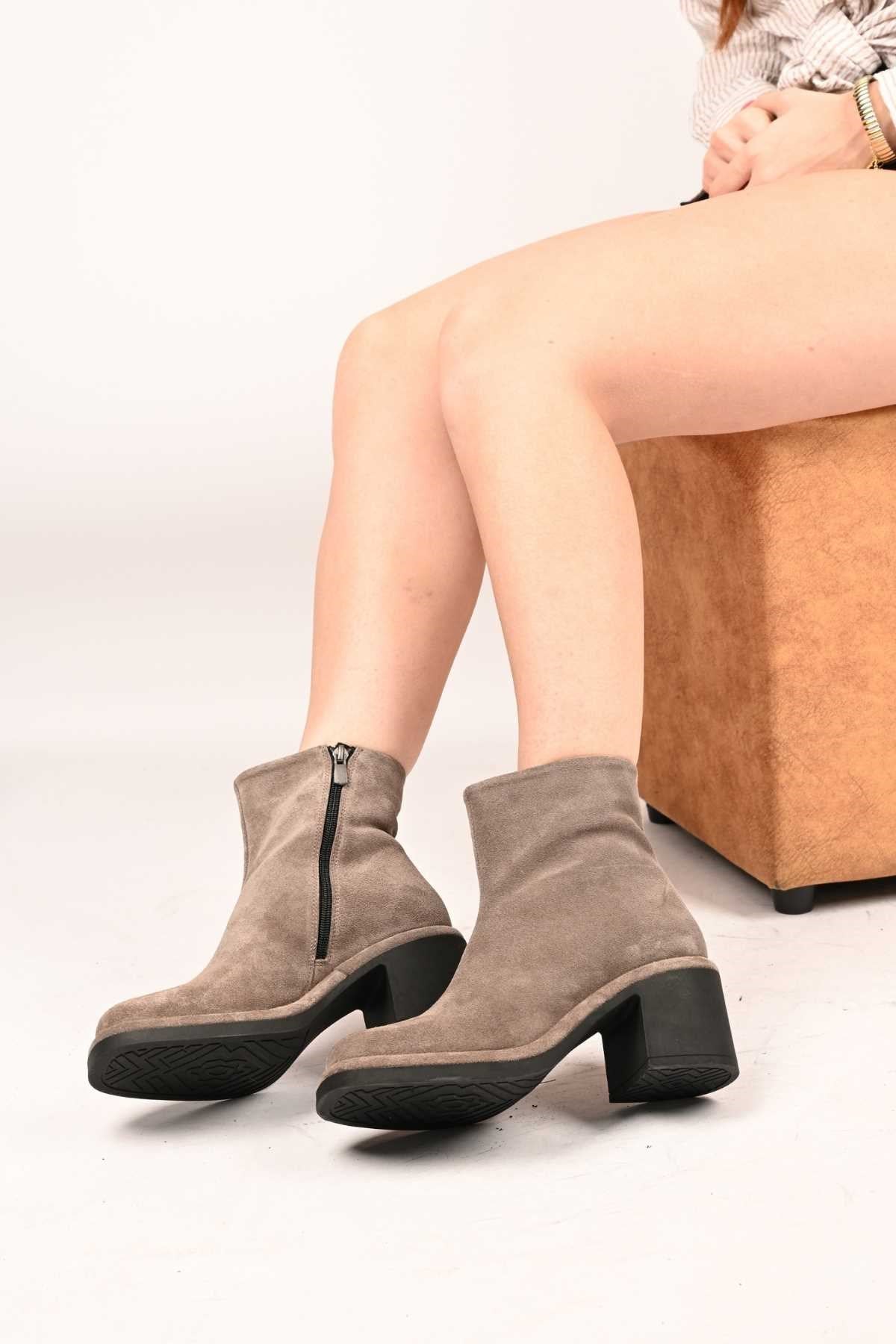 Bestello Women's Genuine Leather Heeled Boots with Thermo Sole, Slip-On Design and Side Zipper, Model 336-1231 Women's Boots