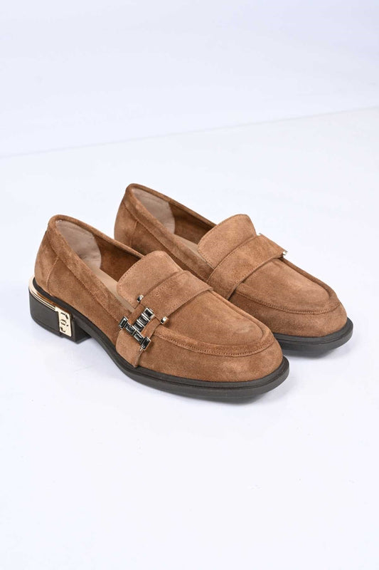 Bestello Genuine Leather Loafer with Buckle, Slip-On, Thermo Sole 340-2012 Women's Shoes