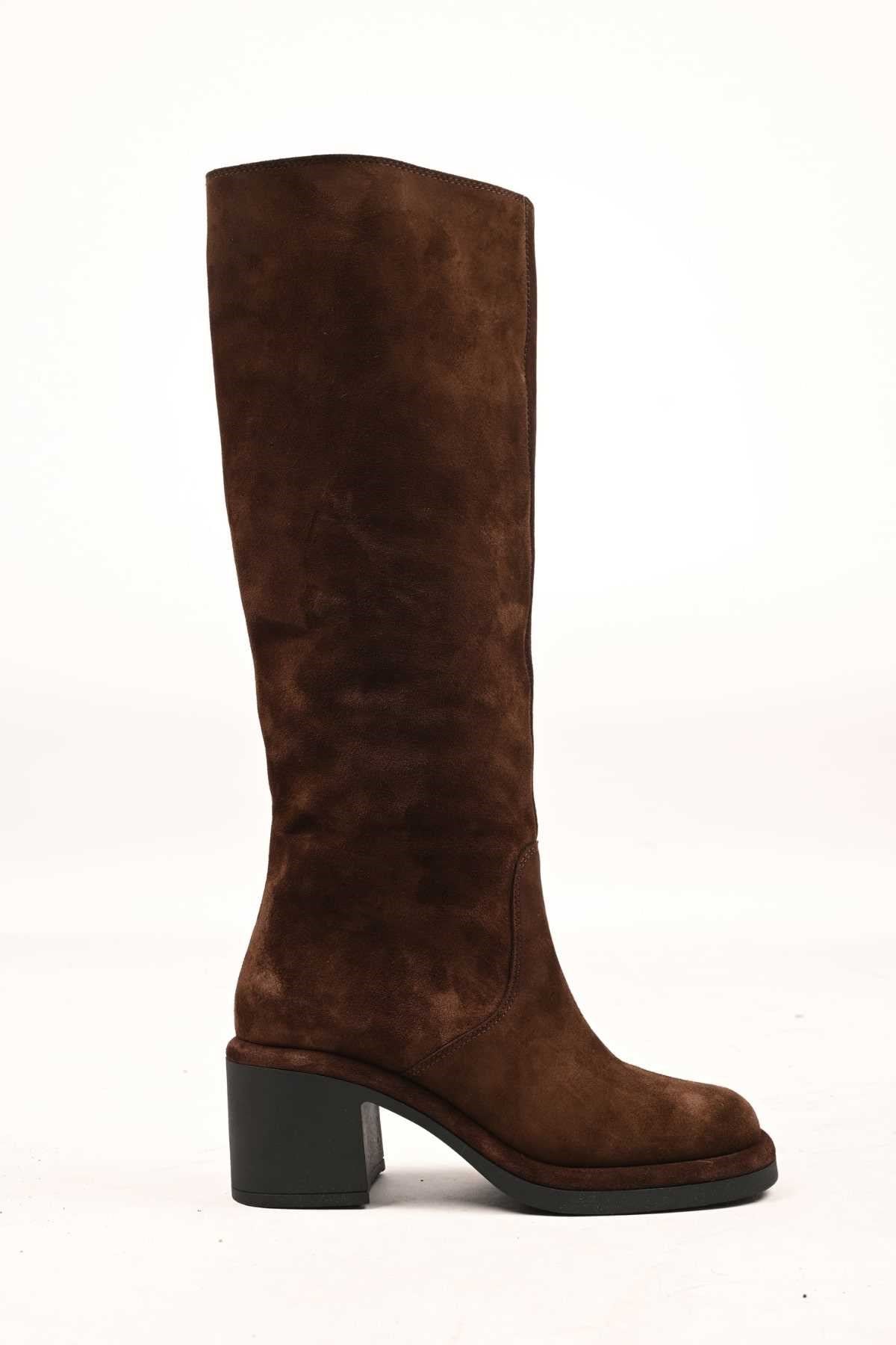 Bestello Laceless Zip-Up Genuine Leather Heeled Boots with Thermo Sole 336-1235 Women's Boots