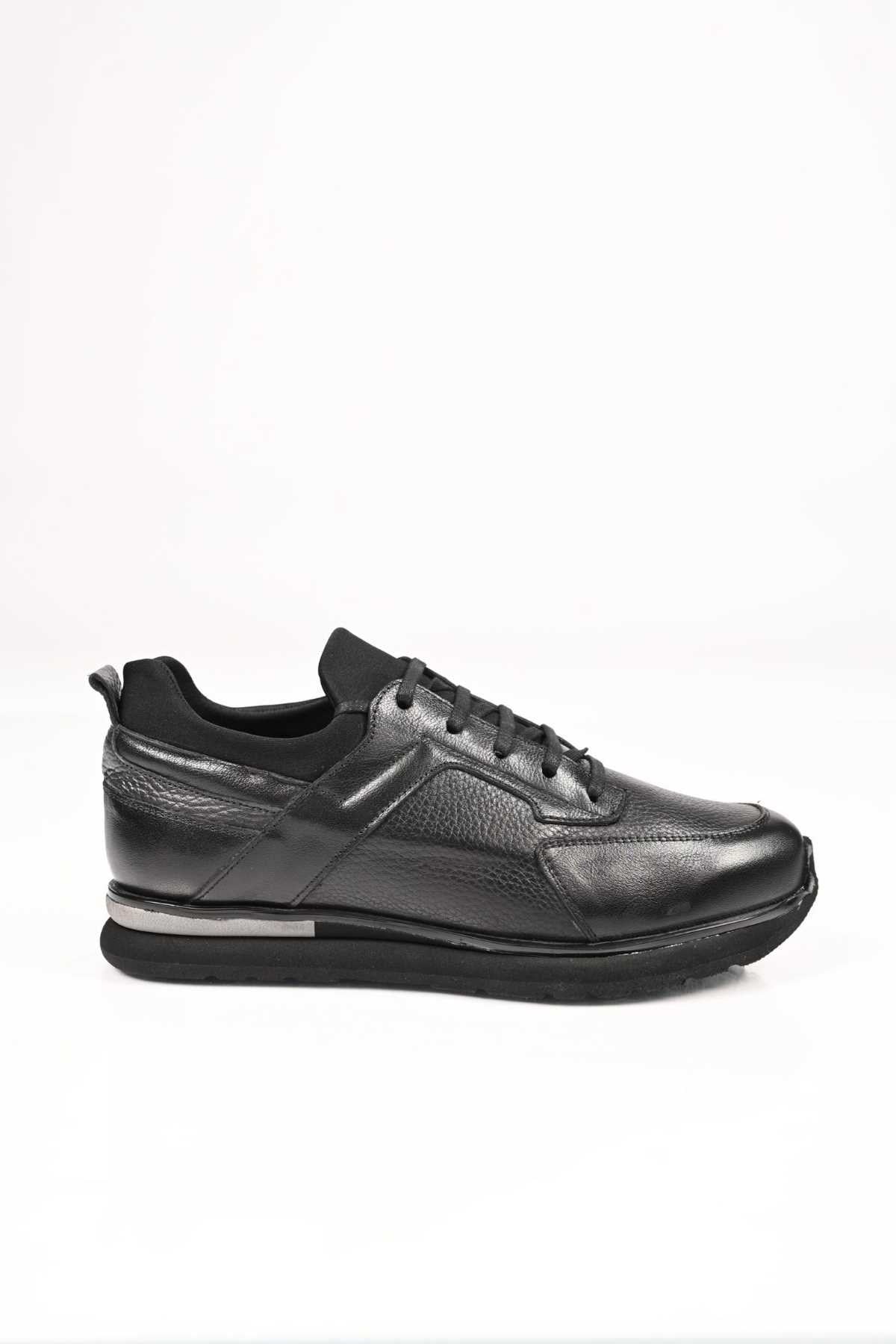 Bestello Lace-Up Genuine Leather Sneakers with Stretch Details and EVA Sole 172-64250 Men's Shoes