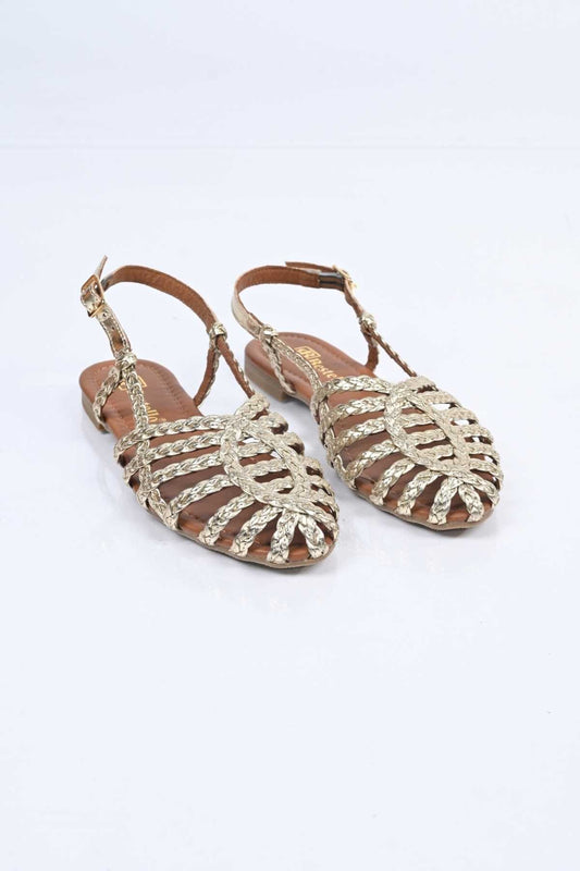 Bestello Braided TPU Sole Genuine Leather Backless Sandals 344-114-251607 Women's Sandals