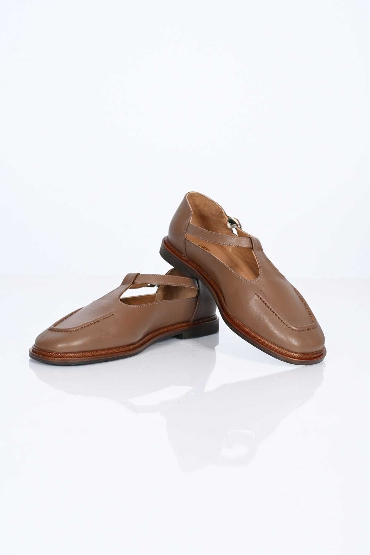 Bestello Women's Genuine Leather Everyday Slip-On Shoes with Belt Buckle Detail and Jurdan Sole 332-26121