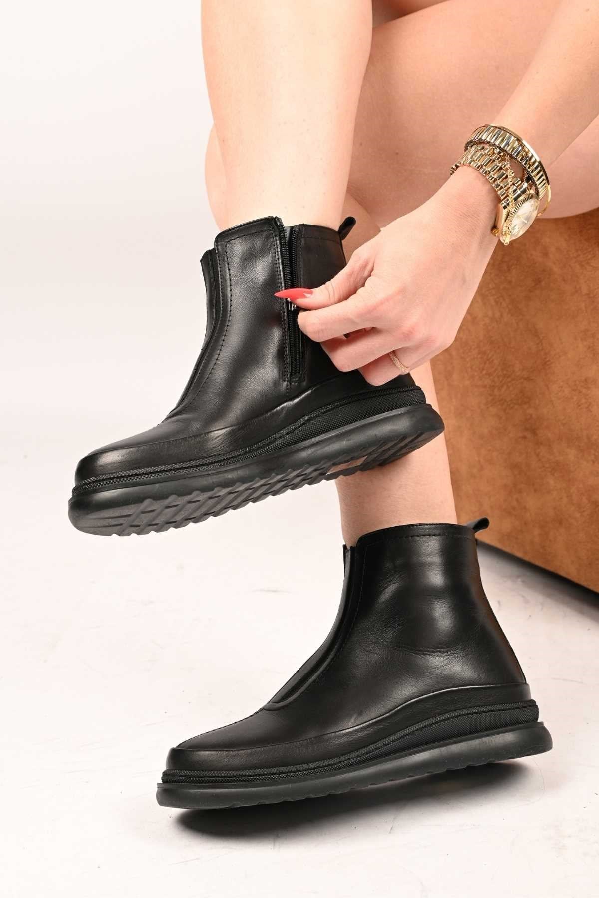 Bestello Slip-On Zip-Up Genuine Leather Comfort Boots with Thermo Sole 336-01240 Women's Boots