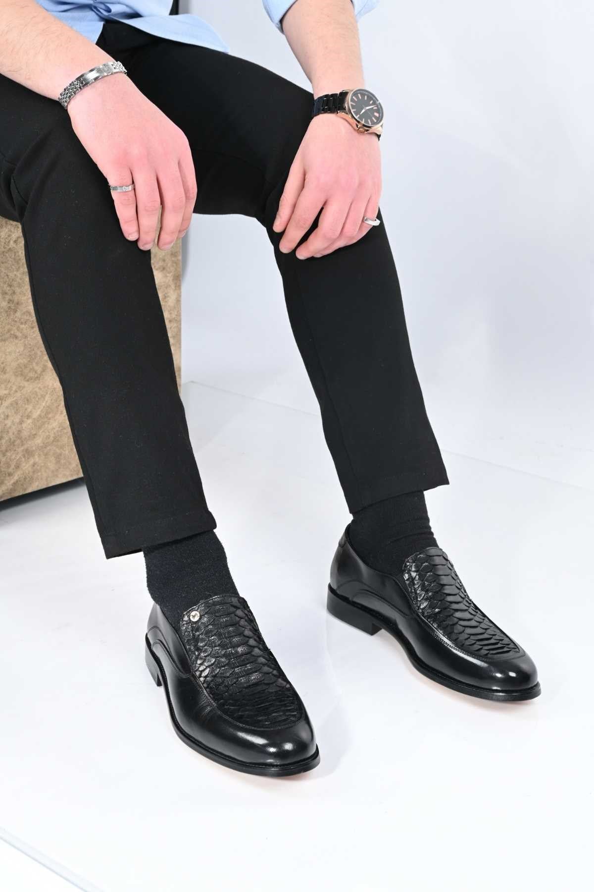 Bestello Slip-On Genuine Python Leather Classic Shoes with Leather Sole 333-3124 Men's Shoes