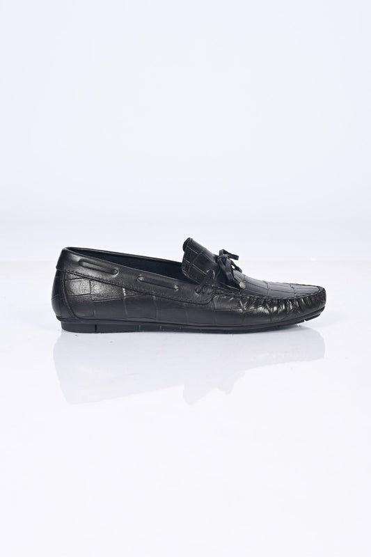 Bestello Slip-On Loafers with Bow, Genuine Leather, Polyurethane Sole, Model 028-2068-26Y Men's Shoes