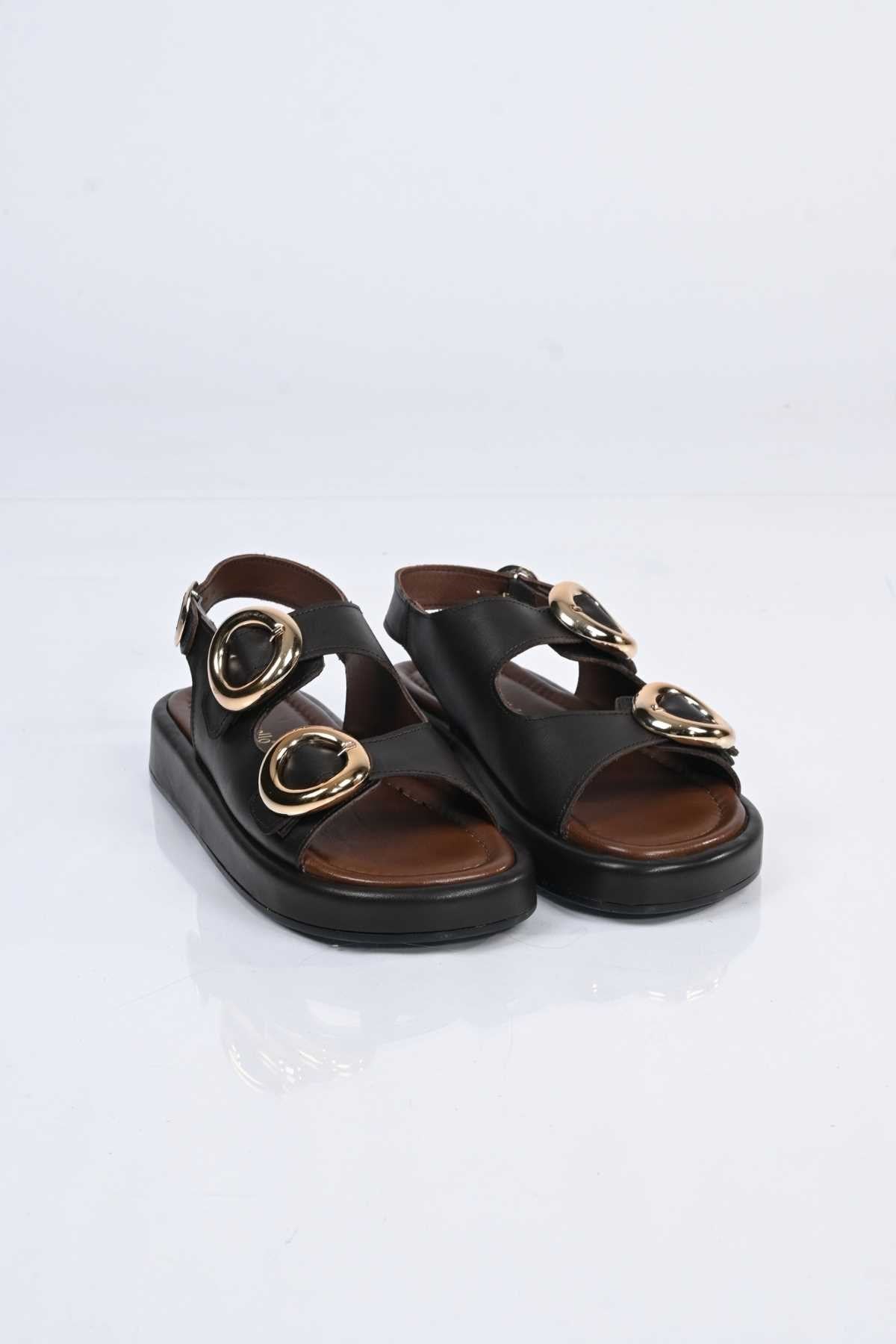 Bestello Slip-On Buckled Poly Sole Genuine Leather Open-Back Sandal 341-1119 Women's Sandal