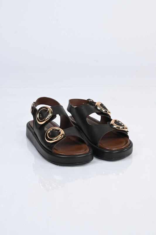 Bestello Slip-On Buckled Poly Sole Genuine Leather Open-Back Sandal 341-1119 Women's Sandal