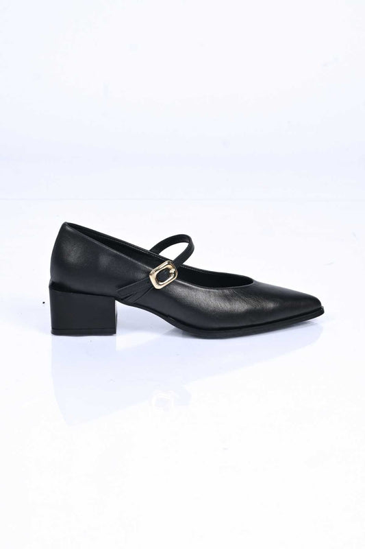 Bestello Lace-Up-Free Belt-Buckle Neolite Sole Genuine Leather Thick-Heeled Shoes 342-042 Women's Shoes